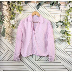 Zara Women's  LINEN LYOCELL Pink Button Down Shirt Top Blouse Long Sleeve MED